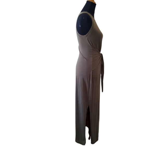 Michael Stars Solange Tie Waist Knot Maxi Knit Tank Dress XS Olive Green New - Picture 4 of 8